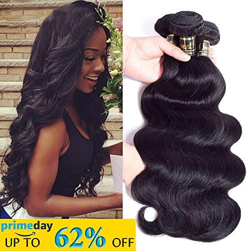 UNEED Hair 10A Brazilian Body Wave Human Hair 3 Bundles,Weave Hair Human Bundles,Unprocessed Virgin Brazilian Hair Body Wave,Natural Black(10 12 14,300g)