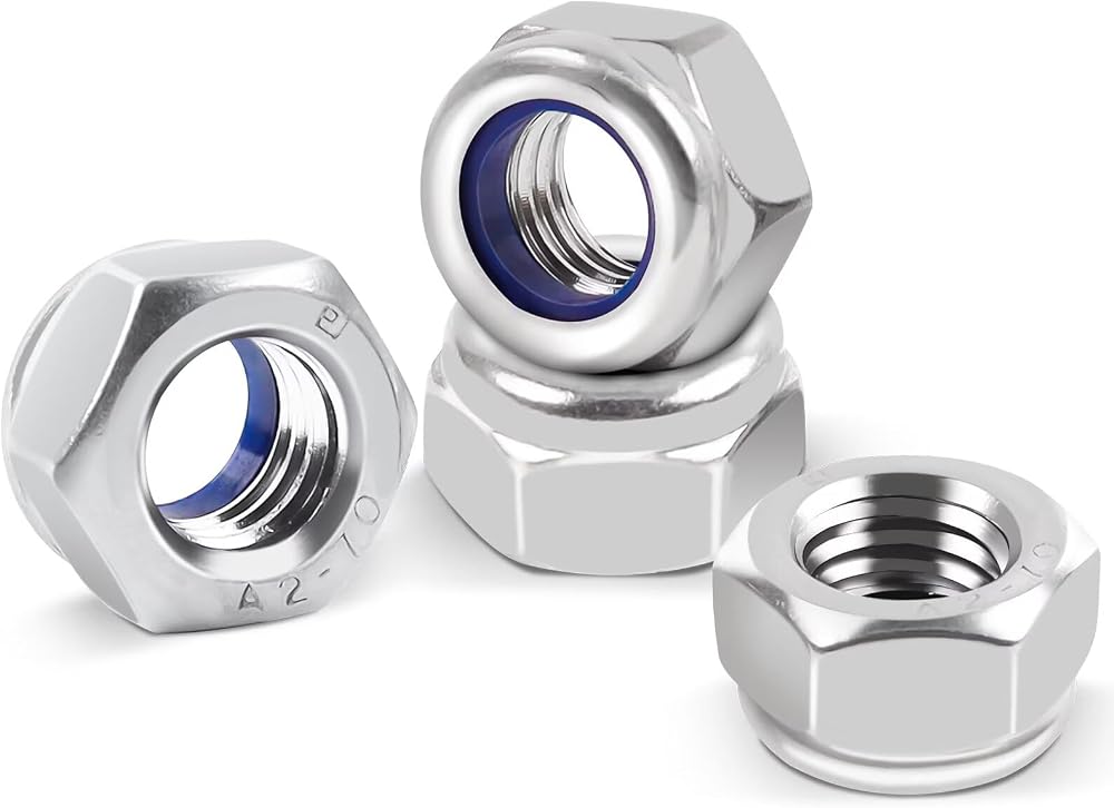 Leryati 25Pcs M4 Nylock Nuts Stainless Steel Nylon Insert Lock Nuts DIN985