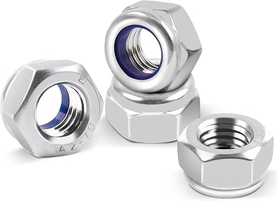 Leryati 25Pcs M4 Nylock Nuts Stainless Steel Nylon Insert Lock Nuts DIN985