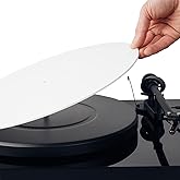 Hudson Hi-Fi Acrylic Turntable Mat - White - Enjoy Richest Tones, Crispest Sonic Clarity, Tightest Bass - 11.75” Anti-Static Platter Slipmat w/Label Recess - Standard Vinyl LP Record Platters
