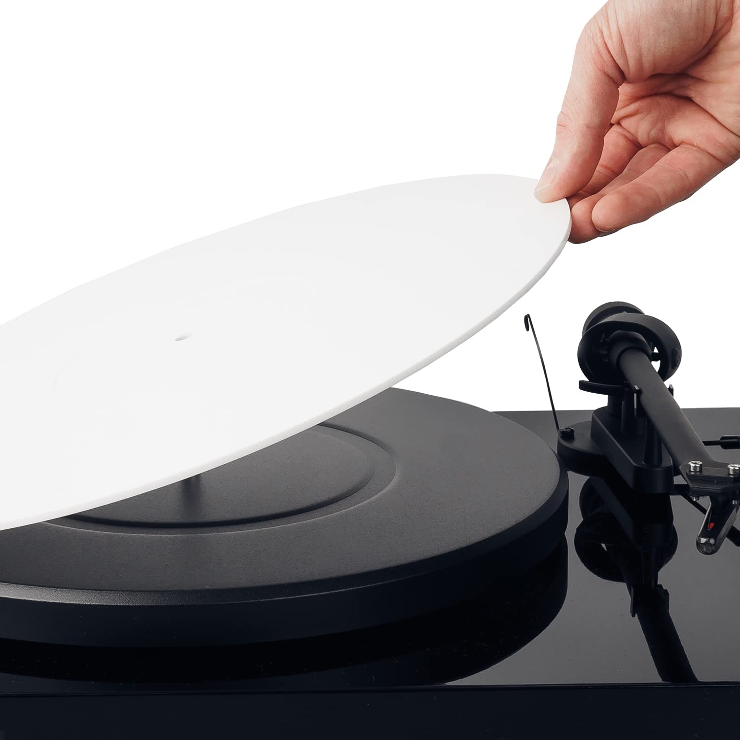 Hudson Hi-Fi Acrylic Turntable Mat - White - LP Slipmat Platter Mat Upgrade with Record Label Recess