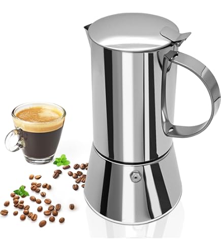 Amazon.com: Uncoated 6 Cup Moka Pot 304 Thickened Stainless Steel