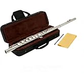 C Flute 16 Key Closed Hole - Beginner Flute to Professional Concert Flute | Nickel/Silver Plated Flute Instrument with Cleaning Kit, Case &amp; Tuning Rod | Flutes for Beginners, Students &amp; Professional
