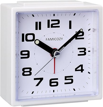 Famicozy Small Alarm Clock Quiet Non Ticking With Snooze And Backlight Crescendo Alarm Big Numbers For Easy Reading Analogue Quartz Alarm Clock For Bedside Nightstand Battery Operated White Amazon Co Uk Kitchen Home