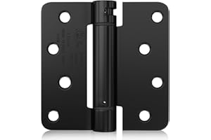 Haidms Self Closing Door Hinges 4 Inch Matte Black Spring Hinge with 1/4" Radius Corner 3 Pack Spring Loaded Hinges for Exterior Interior Doors