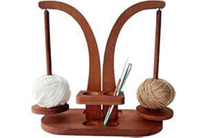 Wood Yarn Holder with Double Spindles – Rotating Yarn Stand for Knitting & Crochet, Smooth Tangle-Free Yarn Dispenser for Han