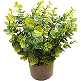 Svenee Mini Potted Plants Artificial Flocked Eucalyptus Greenery in Pots Faux Potted Herbs Small Houseplants for Indoor Outdoor Greenery Tabletop Decoration Centerpiece, Garden,Farmhouse (1)
