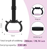 Grapelet Gymnastics Rings Set Adjustable Straps 330 lbs Home Exercise Black Pink view 2