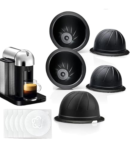 RECAFIMIL Kit De Recharge De Capsules Vertuo Réutilisables Pour Capsules VertuoLine Avec 50 Joints En Feuille D'aluminium, Support D'outils De