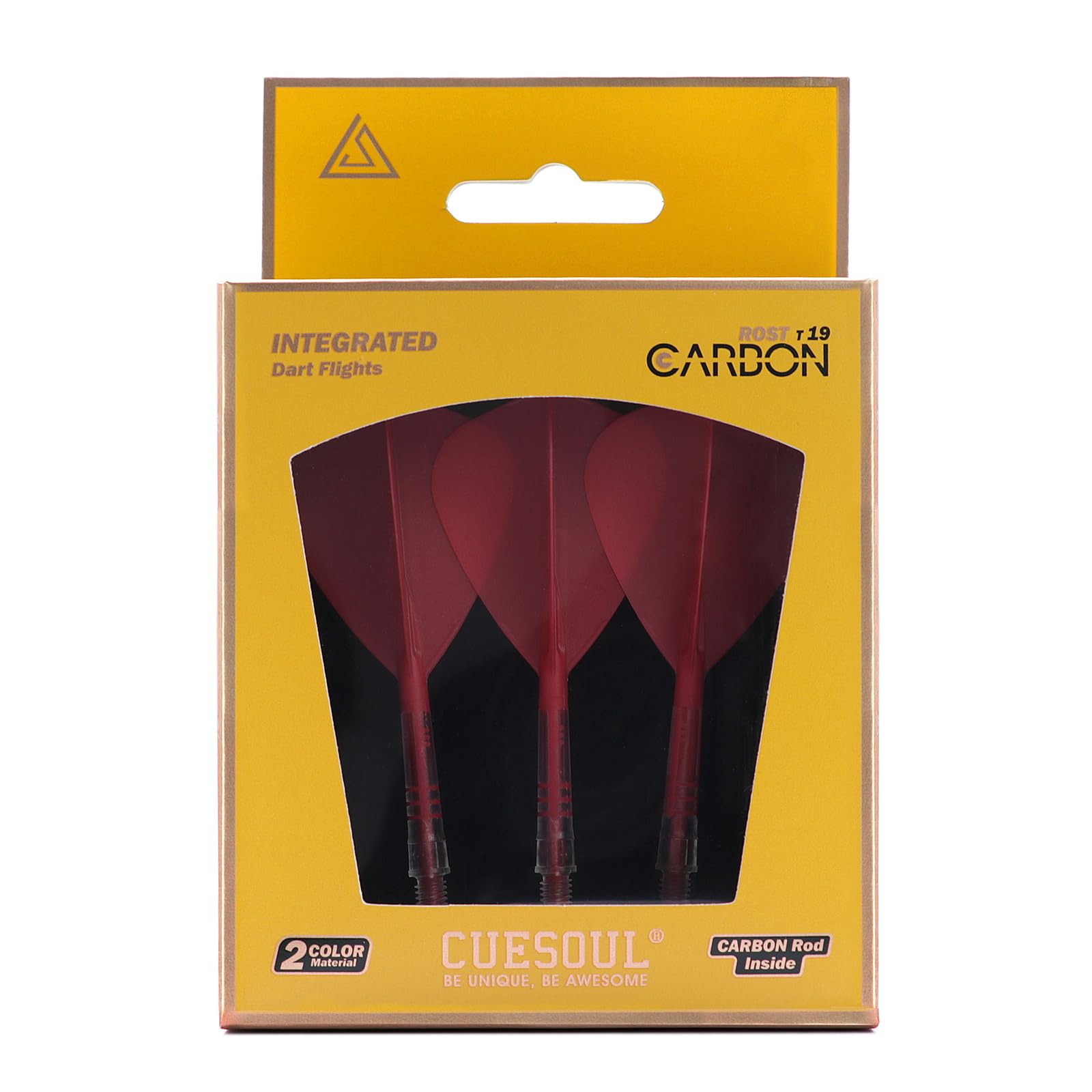CUESOUL ROST T19 Carbon Integrated Dart Shaft and Flight,Kite Shape,Set of 3