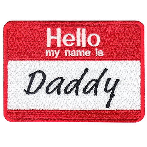 Daddy Name Tag Motif Iron On Embroidered Applique Patch