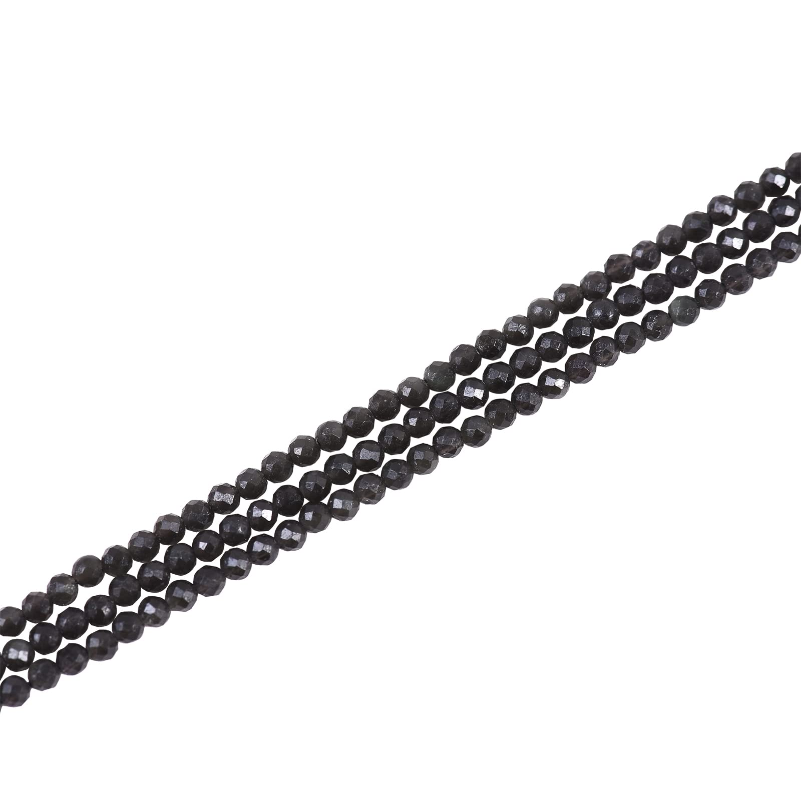 Airssory 170 Pcs 2mm Natural Obsidian Crystal Gemstones Beads Strands Faceted Round Tiny Loose Stone Beads Bulk for Jewellery Making Beading Necklace Bracelet Earrings — image 1