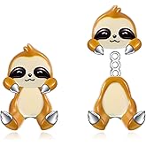 CRMAD Animals Stud Earrings for Women Sterling Silver Axolotl/Cow/Frog/Unicorn/Cat/Dog/Panda/Penguin/Koala/Bear/Capybara/Sloth/Pig/Hippo/Dragon/Fox/Rabbit/Duck/Teardrop Earrings