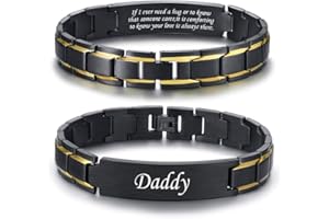 VNOX Personalized Stainless Steel Link Bracelet for Men Elegant Two-Tone Square Link Chain Bracelet for Men Dad Wristband Adjustable