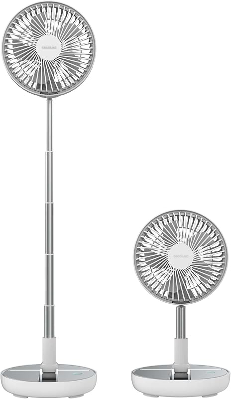 Ventilador Portátil Plegable 800 FoldAir Portable. Batería 7200mAh, Diseño Extensible y Ajustable, 5 Aspas Aerodinámicas, 8 Pulgadas, 3 Velocidades, Fácil Control