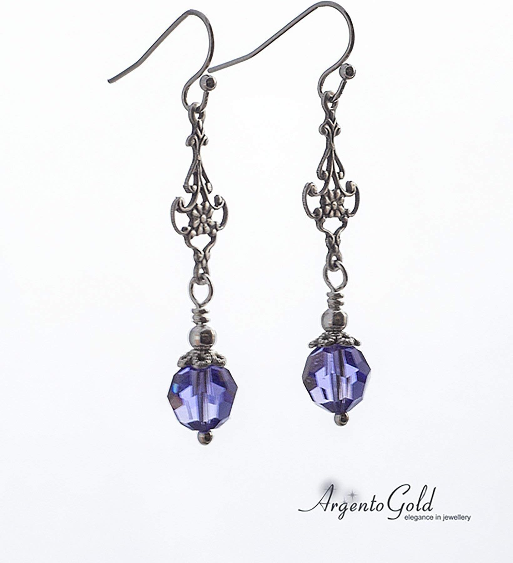 Art Deco, Edwardian style Earrings with Crystal Element Beads