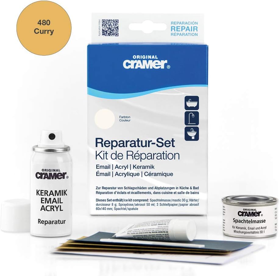 Cramer 16480de Reparatur Set Email Acryl Keramik Curry Zur Dauerhaften Reparatur Von Badewannen Duschwannen Und Waschbecken Amazon De Baumarkt