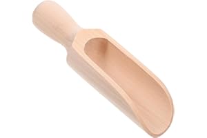 Abaodam Natural Beech Wood Bath Scoop Large Multi-Function Kitchen Spoon Compact Salt and Spice Wooden