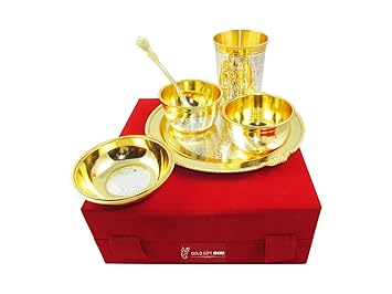 GoldGiftIdeas 8 Inch Gold-Silver Plated Dinner Set for Home, Export Quality Antique Dinnerware Set for Kitchen, Wedding Gift