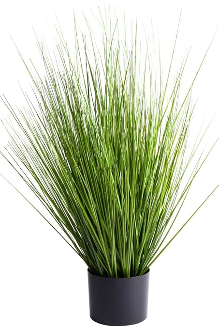 Nova-Nature künstliches Grasarrangement King Festuca im Schwarzen Kunststofftopf (grün-gelb (Zebramuster))
