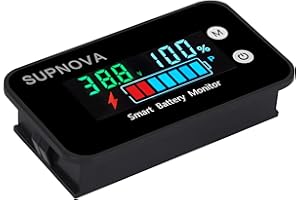 SUPNOVA Battery Monitor12v 24v 36v 48v 60v 72v, Car,Golf cart Battery Tester Digital Display Capacity 7-100V Voltage Monitor Capacity Percentage Tester with Buzzer Alarm and Temperature