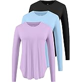 Star Vibe Women's Quick-Dry UPF 50+ Long Sleeve Workout Tops Lightweight Athletic Shirts Gym Hiking Outdoor 3 Pack