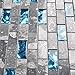 Ocean Teal Blue Glass Nature Stone Tile Kitchen Backsplash 3D Bath Shower Accent Wall Decor Gray Wave Marble 1 x 2 Subway Art Mosaics TSTNB03 (1 Sample 11.8 X 11.8 Inches)