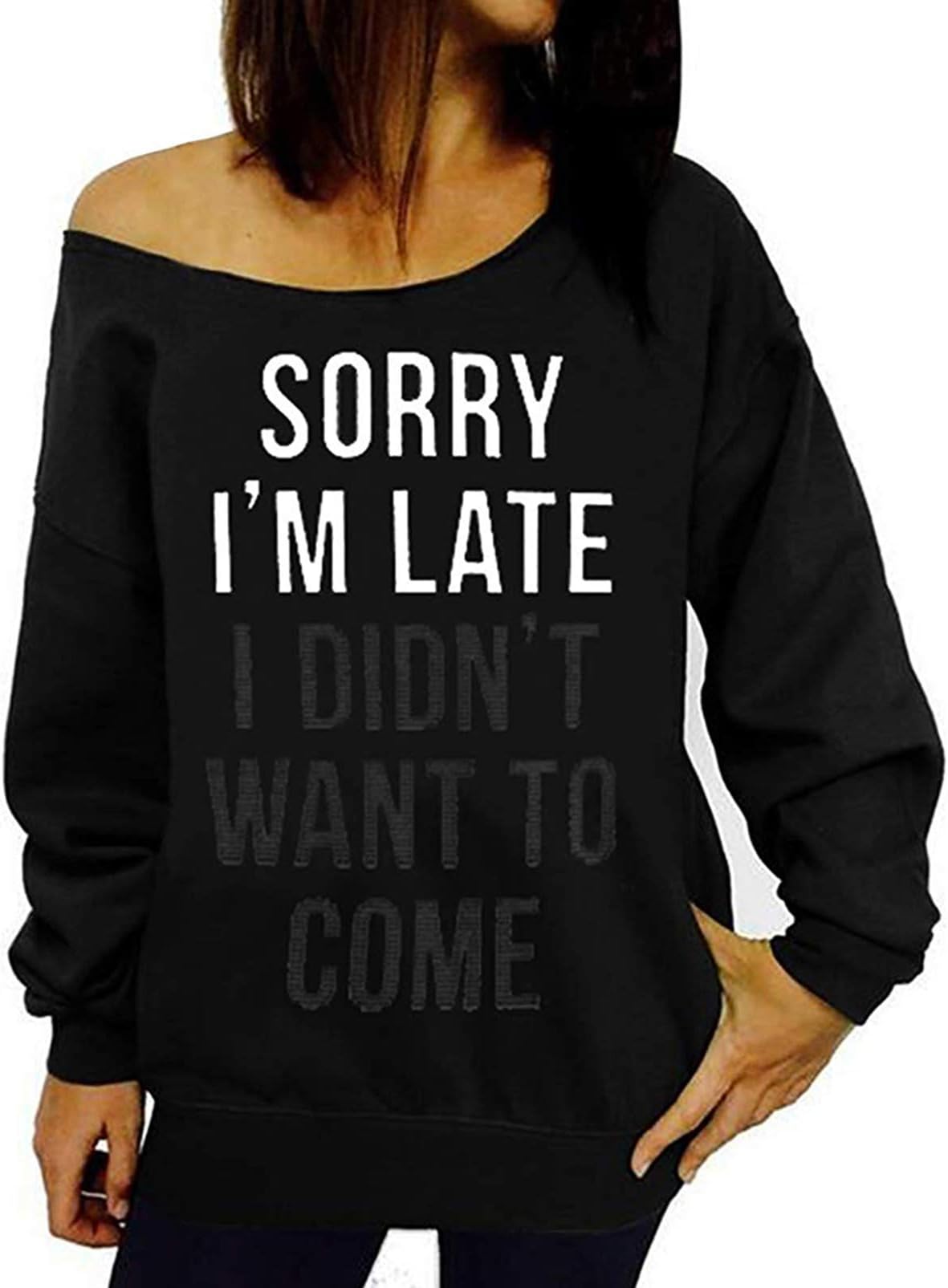 LYXIOF Womens Off Shoulder Sweatshirt Slouchy Long Sleeve Shirts Pullover Tops
