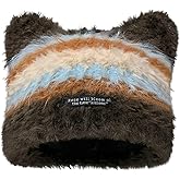 Cute Cat Beanie Hat for Women Winter Warm Knit Skull Cap Y2k Grunge Accessories Fuzzy Slouchy Beanies with Ears