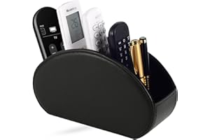 Tv Remote Holder Tray with 5 Compartments,PU Leather Remote Control Holder/Caddy Nightstand Decoration,Placed Media Remote St