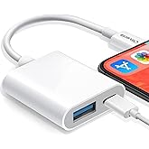 Oliveria 2 in 1 USB Camera Adapter for iPhone, Digital Camera Adapter for i-Phone SD Card Reader USB to i-Phone OTG Adapter w