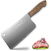 SHI BA ZI ZUO Chinese Meat Cleaver Heavy Duty Bone Chopper Chef Knife 7 Inch 30CR Stainless Steel Full Tang Wooden Handle