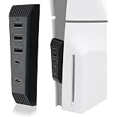 5-Port USB Hub for PS5 Slim and PS5 Pro Console, USB Expander Adapter with 3 USB 2.0 Ports and 2 Type-C Ports, Plug and Play USB Splitter Charger Hub Accessories for PlayStation 5 Slim/Pro