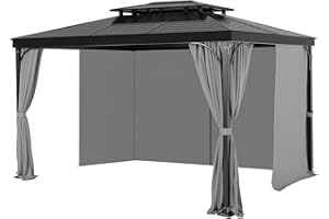 VEVOR Gazebo Curtains Outdoor, Fit Most 10' x 10' x 6.9' Gazebos, 4-Panel Sidewall Gazebo Privacy Curtains with Zippers, Outd