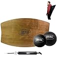 The Skill Board Beginner to Pro - Wooden Balance Board for Adults Bundle - Incl. Balance Trainer for All Sports, Gym, Standing Desk, or Yard Games, 2x Fitness Balls, Ball Pump and more