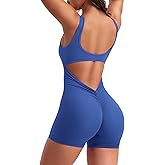 YEOREO One Piece Workout Jumpsuits for Women Backless Tummy Control Sleeveless Jumpsuits Lizvette V Back Scrunch Yoga Romper