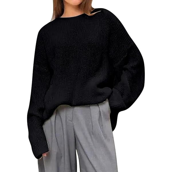 Amazon.com: Women's Oversized Sweater 2024 Casual Crewneck