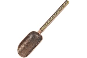 IMIKEYA 1 Pack Vintage Loose Leaf Tea Scoop Copper Metal Measuring Teaspoon with Engraved Pattern Multipurpose Shovel Spoons 