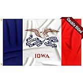 FLAGWIN Iowa Flag 3x5 FT - 3 Ply Double Sided Polyester Iowa State Flag with Brass Grommets - Vivid Color and Fade Proof State of Iowa Flags 3x5 Outdoor