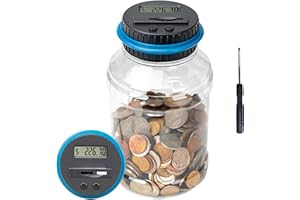 CABHUTI Digital Coin Counting Piggy Bank with LCD Display - Large Capacity Money Jar for All Ages & All US Coins, Ideal Gift for Kids and Adults (Blue)
