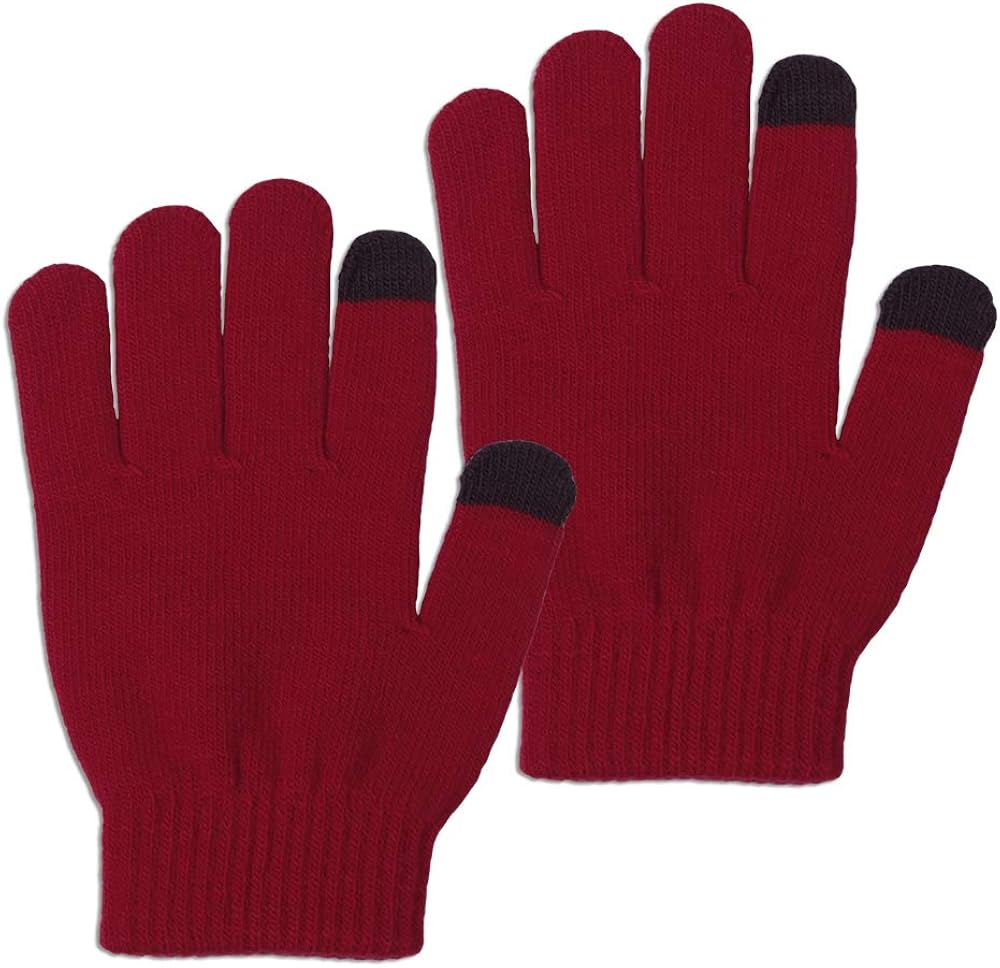 EvridWear Boy Girl Knit Warm Touchscreen Gloves, Fall Winter Cold Weather (2-14 Years): Clothing