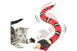 FAUKAIT Cat Toys Snake Interactive,Kitten Toys,Realistic Smart Sensing Snake Toy,USB Rechargeable,Automatically Sense Obstacles and Escape,Electric Tricky Snake Cat Toys for Indoor Cats Dogs(Pink snake)