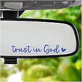 Sbulhia 2PCS Trust in God Rearview Mirror Decals, Self Affirmation Decor Waterproof Vinyl Car Mirror Sticker, Christian Jesus Car Decal Religious Decor for Window Laptop Tumbler (Blue)