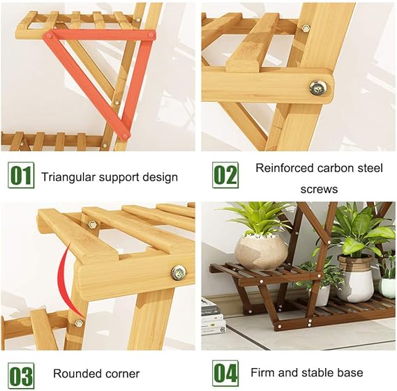De Madera Soporte De La Planta, Soporte para Macetas Múltiples ...