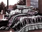 2 Piece Set Mountain Wolves Soft 3D Box stiched Comforter Set (08) (Twin)