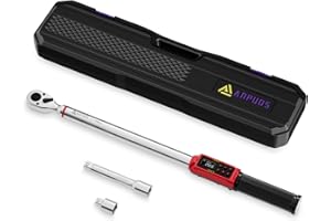 ANPUDS Digital Torque Wrench 1/2 Inch Drive, 3.8-250.8Ft.lbs/5.1-340Nm, Electronic Torque Wrench Set with ±1% Accuracy, Vibration, Buzzer and LED Flash Notification for Motorcycle, Auto Repair