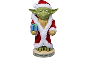 JOYTOY Kurt Adler Yoda in Santa Robe Nutcracker, 9-Inch, Red-Green