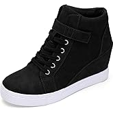 Athlefit Women's Lace Up Wedge Sneakers High Top Fashion Sneakers Ankle Booties
