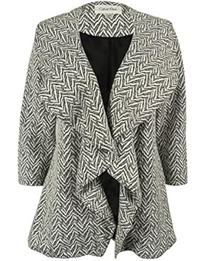 Calvin Klein Womens Petites Flyaway Chevron Drapey Casual Blazer
