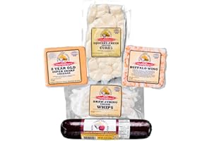 GARDNERS WISCONSIN CHEESE AND SAUSAGE Gardner's Wisconsin Cheese and Sausage, Wisconsin Cheese and Sausage Sampler - Contains; Buffalo Wing Cheese, 8 Year Super Sharp Cheddar, Cheese Curds, Draw String Cheese Whips and Garlic Summer Sausage